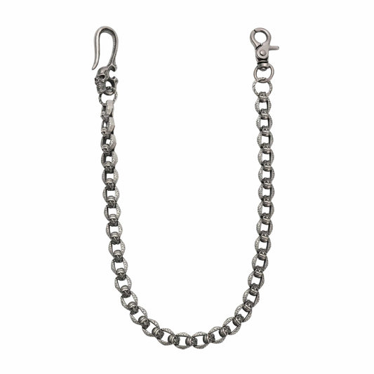 THE MEN THING Biker Fashion HELLBONE LINK - Antique Steel 14mm Titanium Steel Skull Heavy Biker Chain for Jeans with Lobster Clasps for Men & Boys - 20 inch