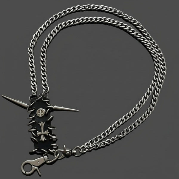 HELLSPIRE CHAIN - Pure Titanium Steel Wallet Biker Jeans Chain with Lobster Clasps for Men & Boys - 