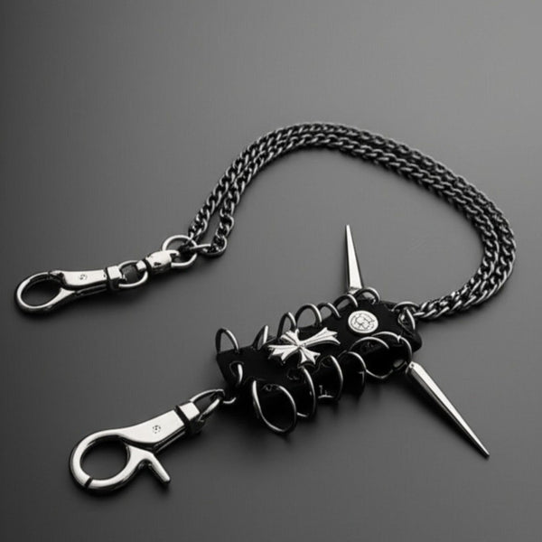 HELLSPIRE CHAIN - Pure Titanium Steel Wallet Biker Jeans Chain with Lobster Clasps for Men & Boys - 