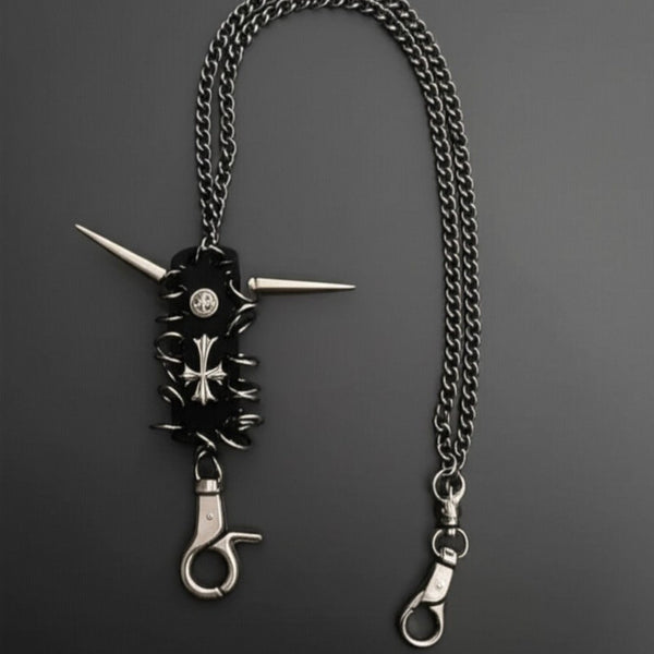 HELLSPIRE CHAIN - Pure Titanium Steel Wallet Biker Jeans Chain with Lobster Clasps for Men & Boys - 