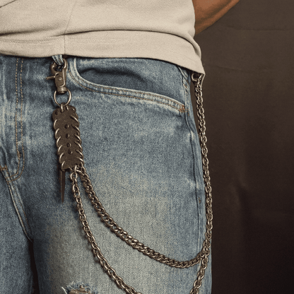 THE MEN THING Biker Fashion HELLSPIRE CHAIN - Pure Titanium Steel Wallet Biker Jeans Chain with Lobster Clasps for Men & Boys - "27"inch