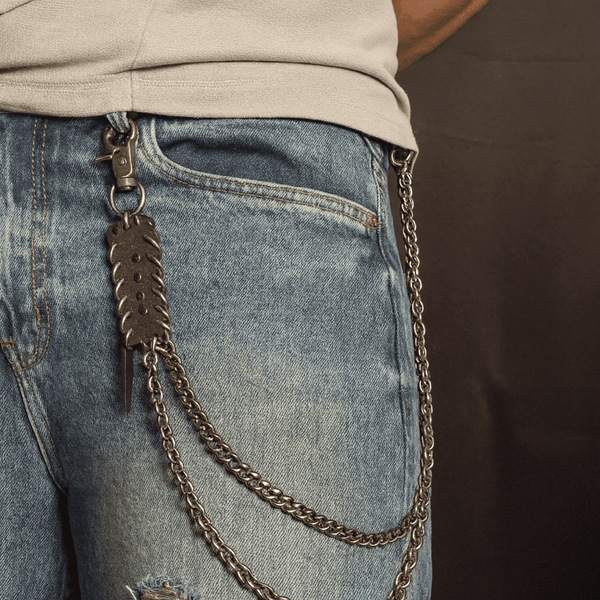 HELLSPIRE CHAIN - Pure Titanium Steel Wallet Biker Jeans Chain with Lobster Clasps for Men & Boys - 