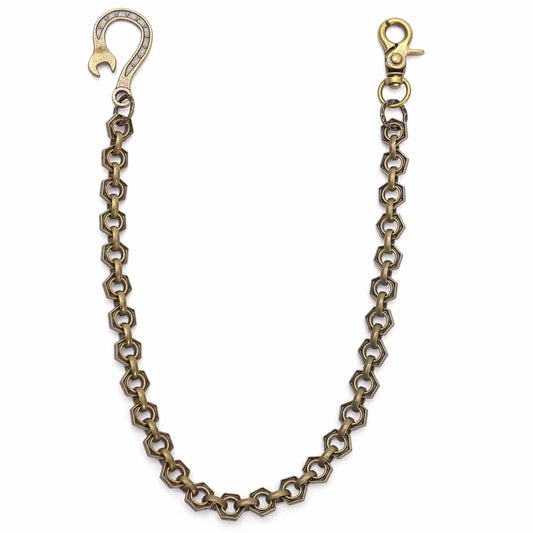THE MEN THING Biker Fashion HEX FORGE - Antique Bronze 15mm Titanium Steel Skull Heavy Biker Chain for Jeans with Lobster Clasps for Men & Boys - 19 inch