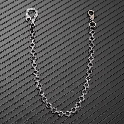 THE MEN THING Biker Fashion HEX FORGE - Antique Gunmetal 15mm Titanium Steel Skull Heavy Biker Chain for Jeans with Lobster Clasps for Men & Boys - 19 inch