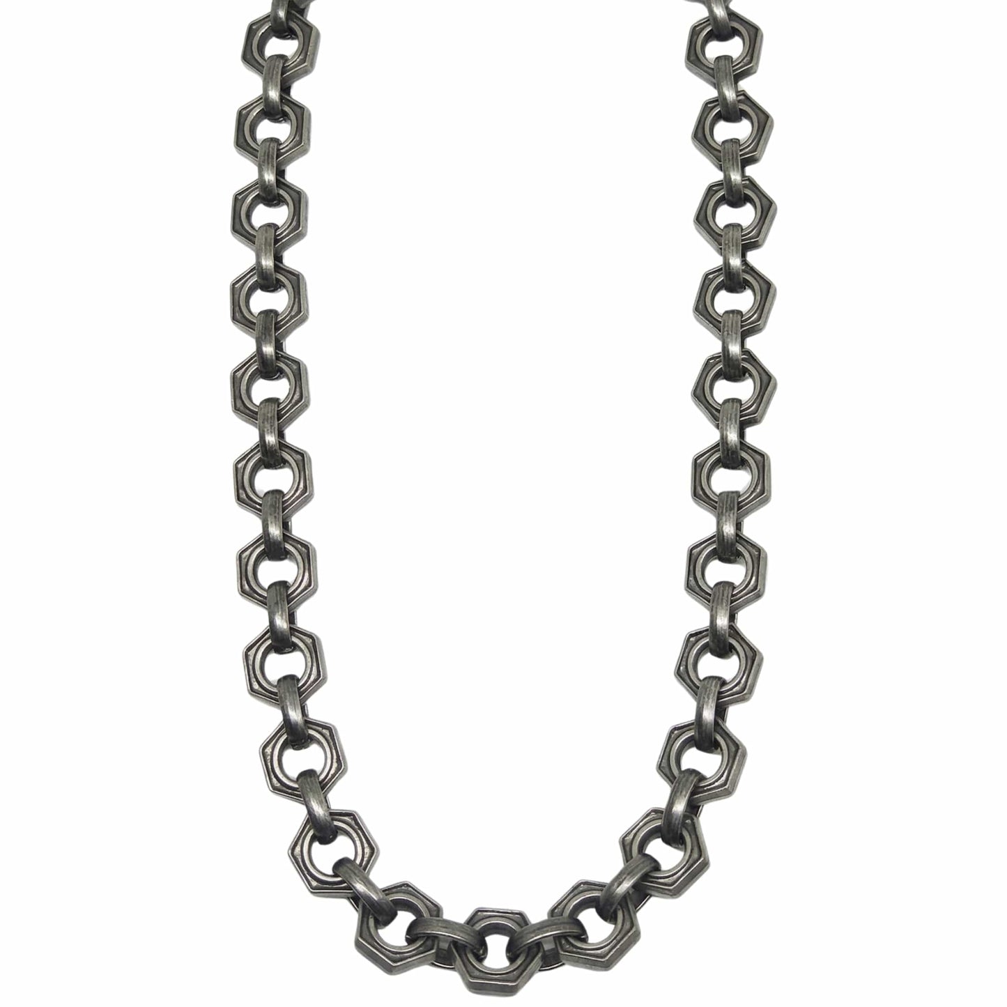 THE MEN THING Biker Fashion HEX FORGE - Antique Gunmetal 15mm Titanium Steel Skull Heavy Biker Chain for Jeans with Lobster Clasps for Men & Boys - 19 inch