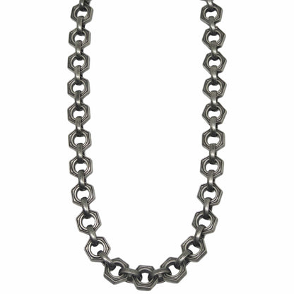 THE MEN THING Biker Fashion HEX FORGE - Antique Gunmetal 15mm Titanium Steel Skull Heavy Biker Chain for Jeans with Lobster Clasps for Men & Boys - 19 inch