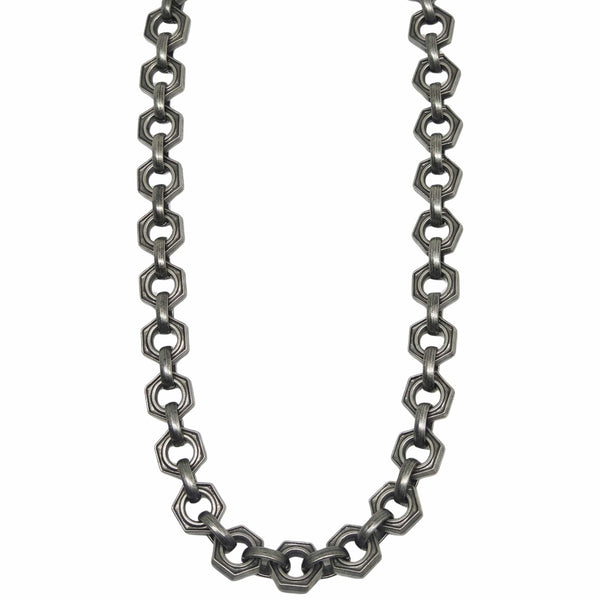 HEX FORGE - Antique Gunmetal 15mm Titanium Steel Skull Heavy Biker Chain for Jeans with Lobster Clasps for Men & Boys - 19 inch