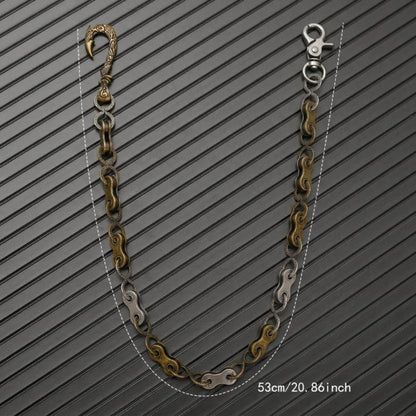THE MEN THING Biker Fashion MECHLINK - Antique Steel Gold 12mm Titanium Steel Skull Heavy Biker Chain for Jeans with Lobster Clasps for Men & Boys - 20 inch