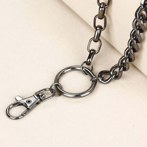 SHADOW LINK CHAIN BLACK - Alloy Wallet Biker Jeans Chain with Lobster Clasps for Men & Boys - 