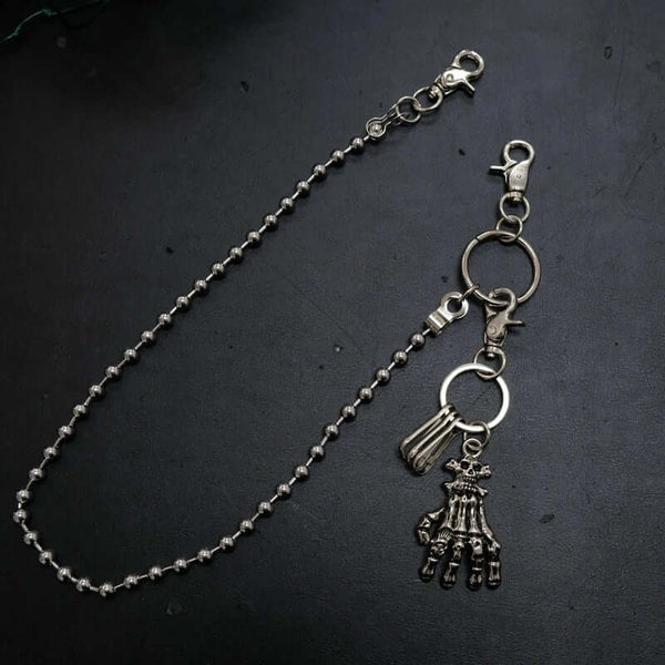 कंकाल वॉलेट चेन - शुद्ध टाइटेनियम स्टील वॉलेट कंकाल बाइकर जींस चेन लॉबस्टर क्लैस्प्स के साथ पुरुषों और लड़कों के लिए - 23 इंच