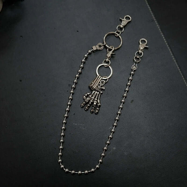 कंकाल वॉलेट चेन - शुद्ध टाइटेनियम स्टील वॉलेट कंकाल बाइकर जींस चेन लॉबस्टर क्लैस्प्स के साथ पुरुषों और लड़कों के लिए - 23 इंच