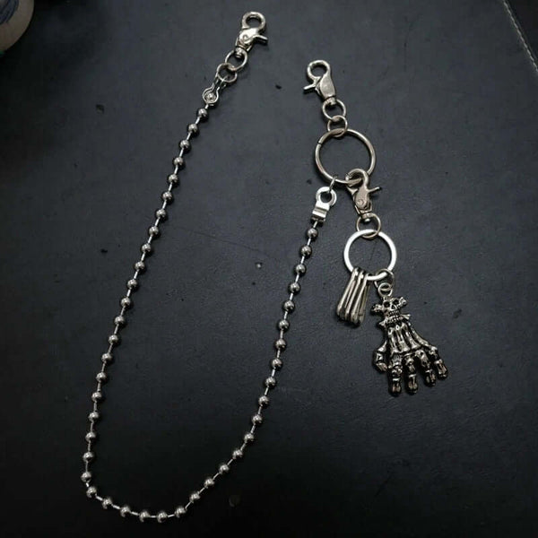 कंकाल वॉलेट चेन - शुद्ध टाइटेनियम स्टील वॉलेट कंकाल बाइकर जींस चेन लॉबस्टर क्लैस्प्स के साथ पुरुषों और लड़कों के लिए - 23 इंच