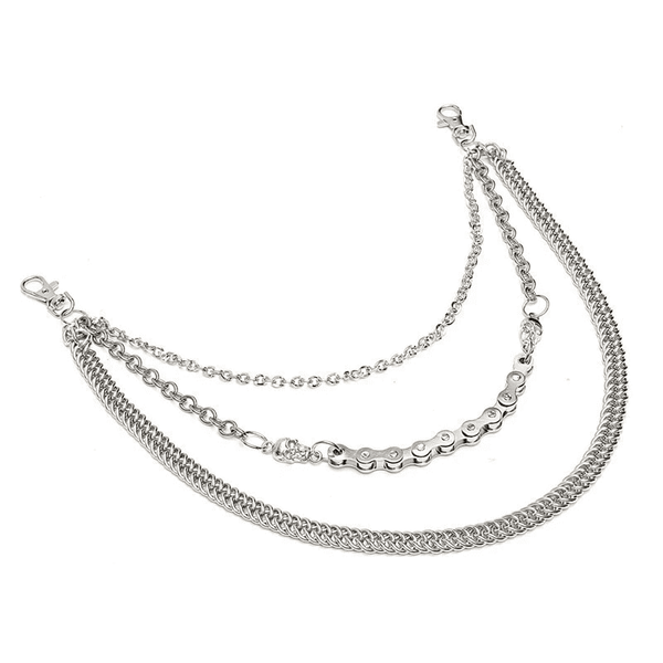 స్కల్ బైక్ లింక్ చైన్ - 3pcs అల్లాయ్ మల్టీ-లేయర్ వాలెట్ బైకర్ జీన్స్ చైన్ విత్ మెన్ & బాయ్స్ కోసం లాబ్‌స్టర్ క్లాస్ప్స్ - 