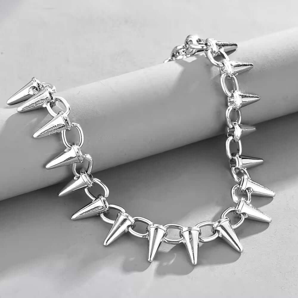 THE MEN THING Biker Fashion SPIKE CHAIN SILVER - Alloy Long Wallet Biker Jeans Chain with Lobster Clasps for Men & Boys - "26"inch