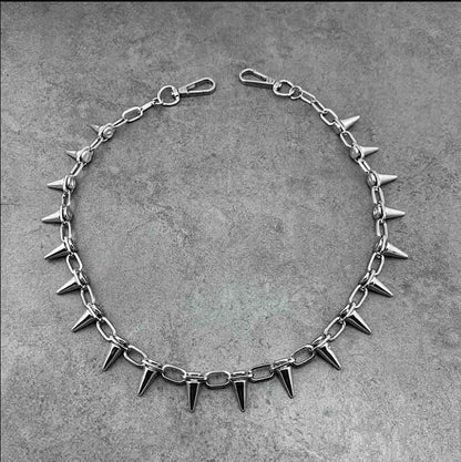 THE MEN THING Biker Fashion SPIKE CHAIN SILVER - Alloy Long Wallet Biker Jeans Chain with Lobster Clasps for Men & Boys - "26"inch