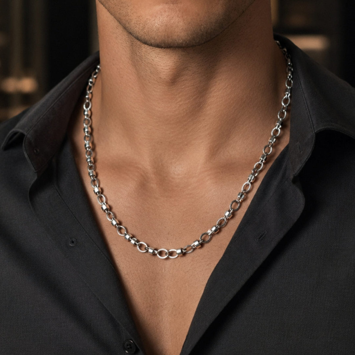 THE MEN THING Chain ALPHA LINK - 4.5mm Chain Pure Stainless Steel 23inch for Men & Boys