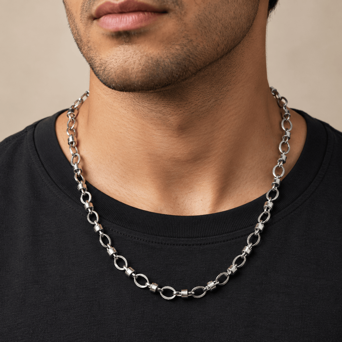 THE MEN THING Chain ALPHA LINK - 4.5mm Chain Pure Stainless Steel 23inch for Men & Boys