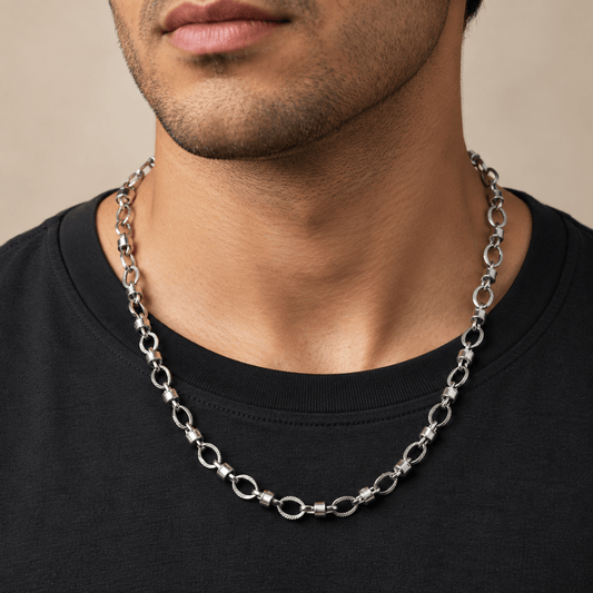 THE MEN THING Chain ALPHA LINK - 4.5mm Chain Pure Stainless Steel 23inch for Men & Boys
