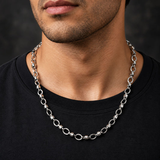 THE MEN THING Chain ALPHA LINK - 4.5mm Chain Pure Stainless Steel 23inch for Men & Boys