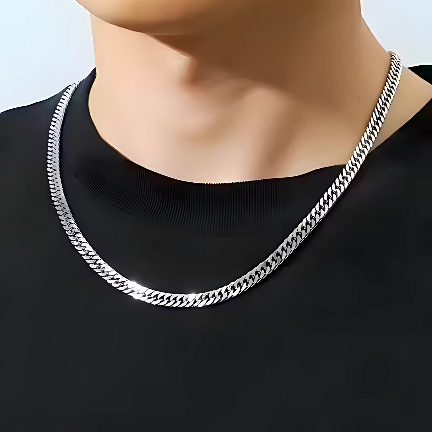 THE MEN THING Chain APEX CURB - 4mm Pure Stainless Steel Chain, 24inch for Men & Boys