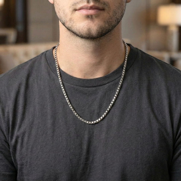 APEX SQUARE LINK - Pure Titanium Steel 24inch Chain for Men & Boys