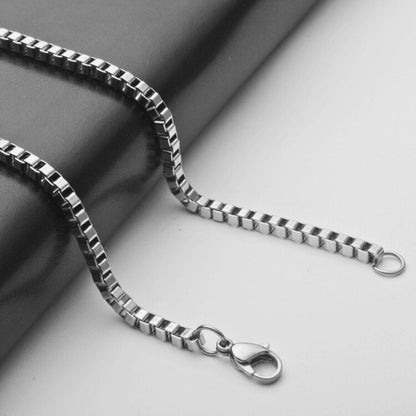 THE MEN THING Chain APEX SQUARE LINK - Pure Titanium Steel 24inch Chain for Men & Boys