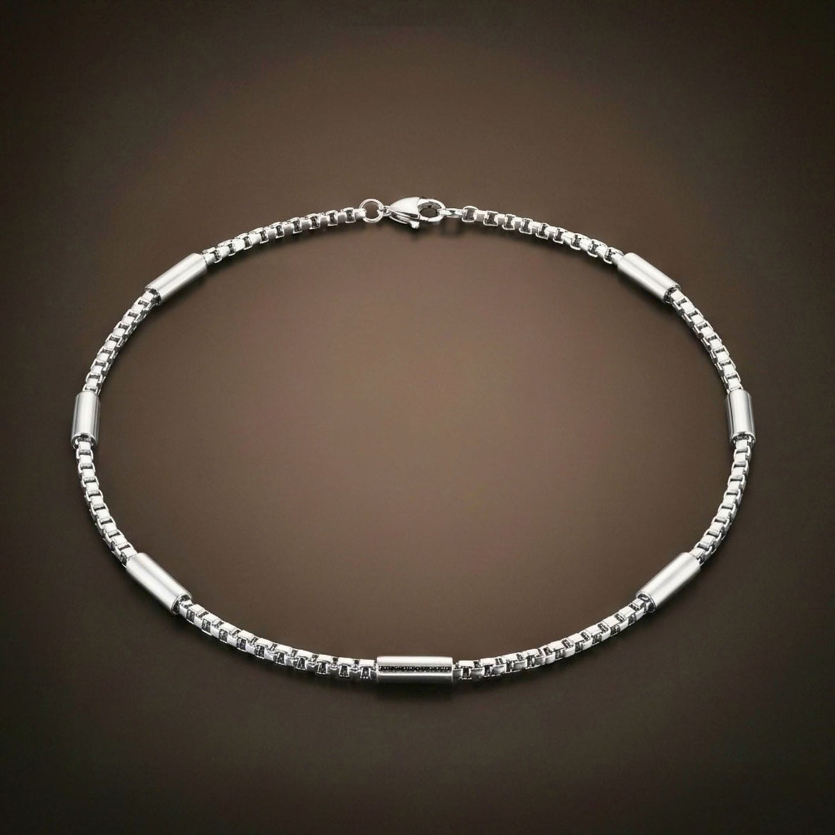 THE MEN THING Chain BARREL SPACER - 4mm Stainless Steel Round Box Chain with Lobster Clasp for Men & Boys (22 inch)