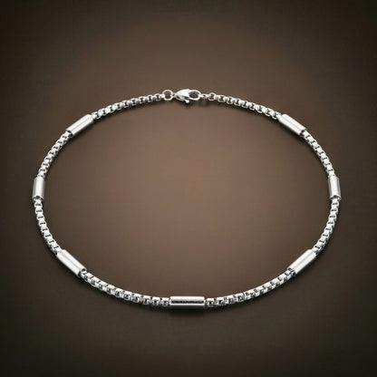 THE MEN THING Chain BARREL SPACER - 4mm Stainless Steel Round Box Chain with Lobster Clasp for Men & Boys (22 inch)