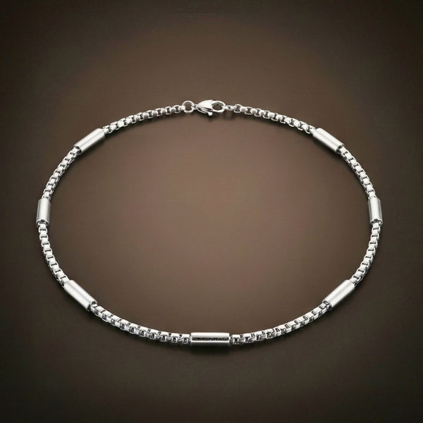 BARREL SPACER - 4mm Stainless Steel Round Box Chain with Lobster Clasp for Men & Boys (22 inch)