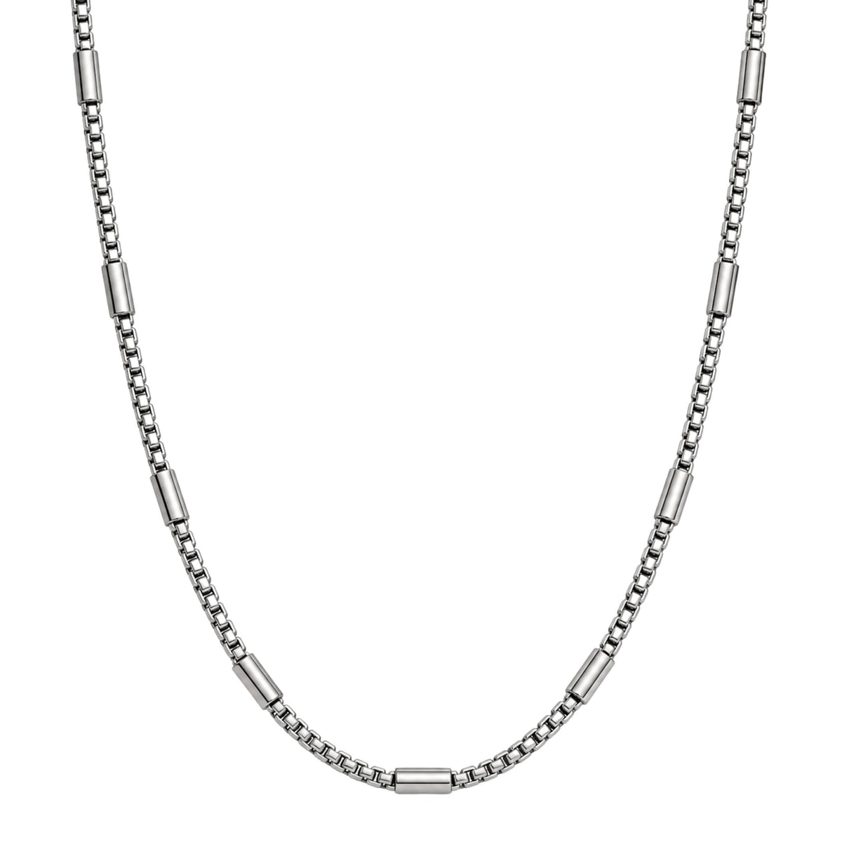 THE MEN THING Chain BARREL SPACER - 4mm Stainless Steel Round Box Chain with Lobster Clasp for Men & Boys (22 inch)