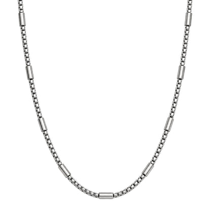 THE MEN THING Chain BARREL SPACER - 4mm Stainless Steel Round Box Chain with Lobster Clasp for Men & Boys (22 inch)