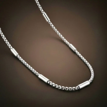 THE MEN THING Chain BARREL SPACER - 4mm Stainless Steel Round Box Chain with Lobster Clasp for Men & Boys (22 inch)