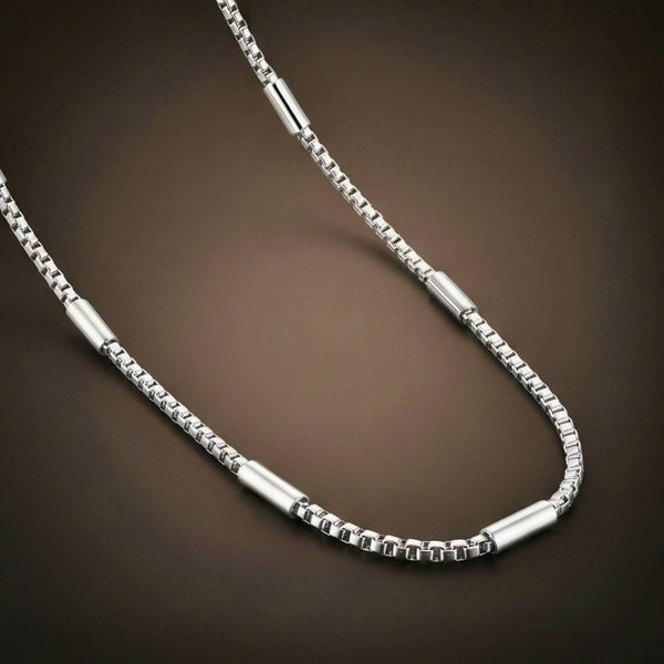 BARREL SPACER - 4mm Stainless Steel Round Box Chain with Lobster Clasp for Men & Boys (22 inch)