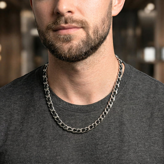 THE MEN THING Chain BLACKFORGE - 9mm Pure Stainless Steel Curb 19 inch Chain for Men & Boys