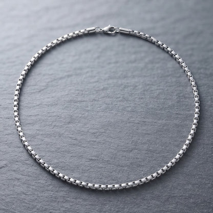 THE MEN THING Chain BOX LINK - 4mm Stainless Steel Box Link Chain with Lobster Clasp for Men & Boys (22 inch)