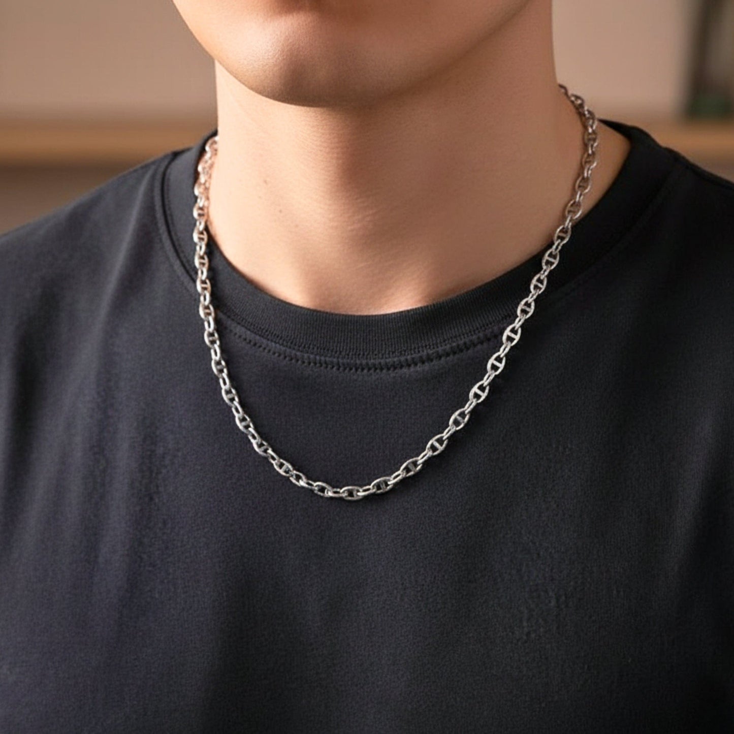 THE MEN THING Chain CAELION - 8mm Chain Pure Stainless Steel 23inch for Men & Boys