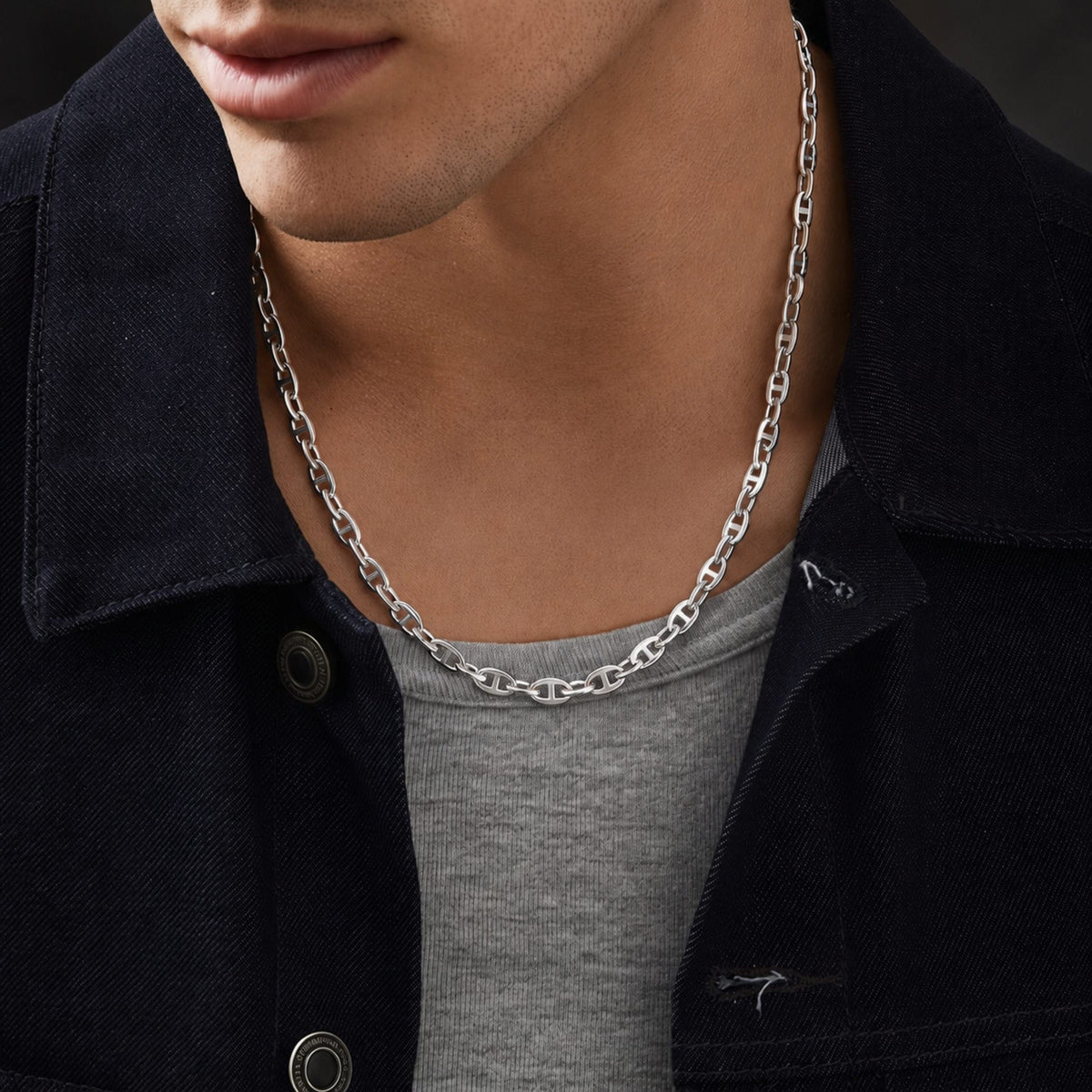 THE MEN THING Chain CAELION - 8mm Chain Pure Stainless Steel 23inch for Men & Boys