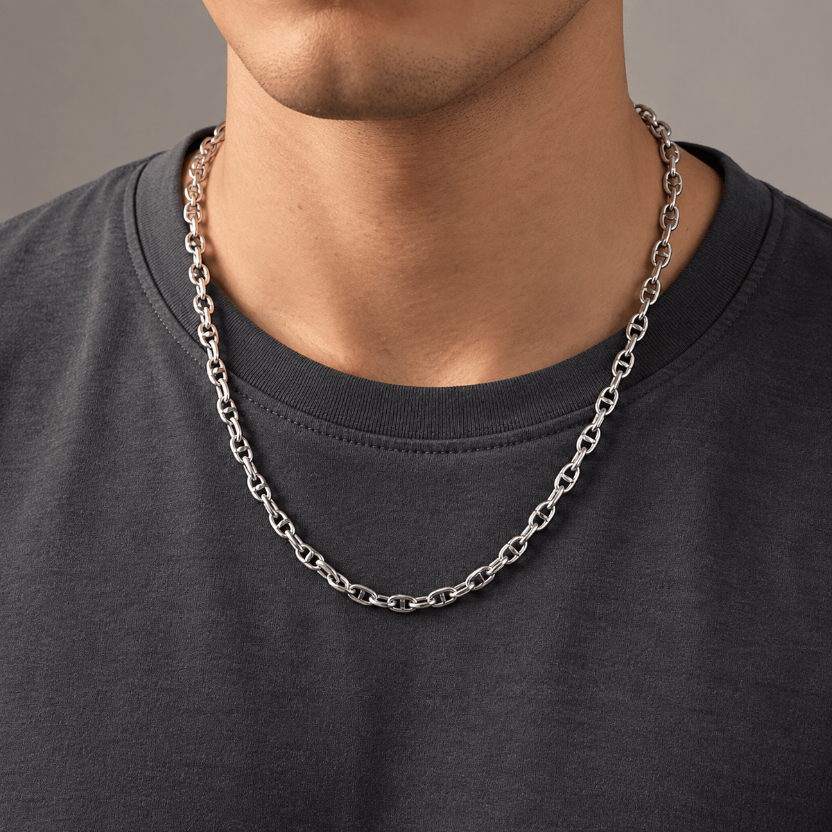 THE MEN THING Chain CAELION - 8mm Chain Pure Stainless Steel 23inch for Men & Boys