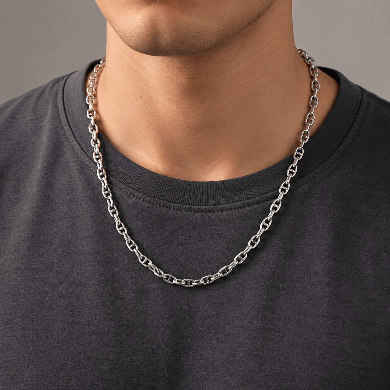 THE MEN THING Chain CAELION - 8mm Chain Pure Stainless Steel 23inch for Men & Boys