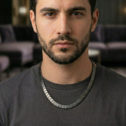 THE MEN THING Chain CHEVRON LINK - 9mm Pure Stainless Steel 17 to 19 inch Adjustable Chain for Men & Boys