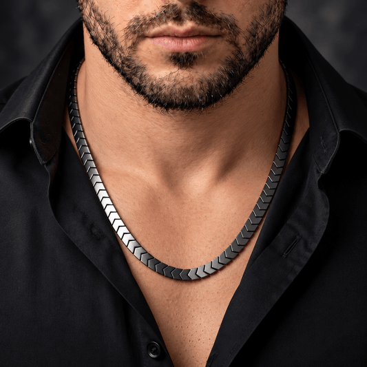 THE MEN THING Chain CHEVRON LINK - 9mm Pure Stainless Steel 17 to 19 inch Adjustable Chain for Men & Boys