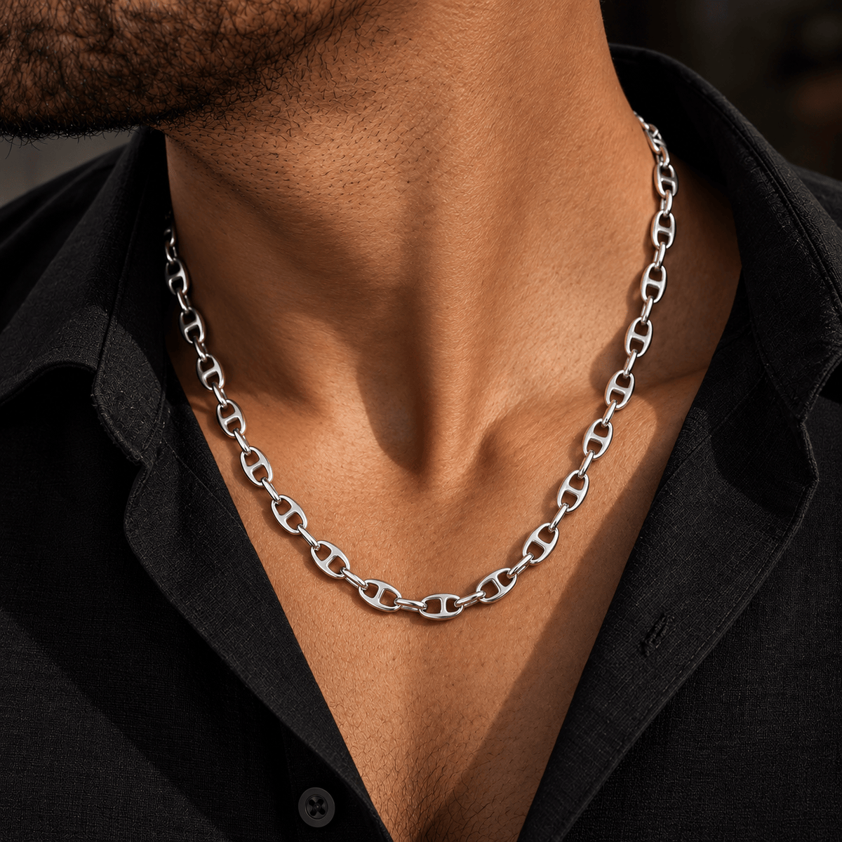 THE MEN THING Chain CRIMSON LINK - 8mm Chain Pure Stainless Steel 23inch for Men & Boys