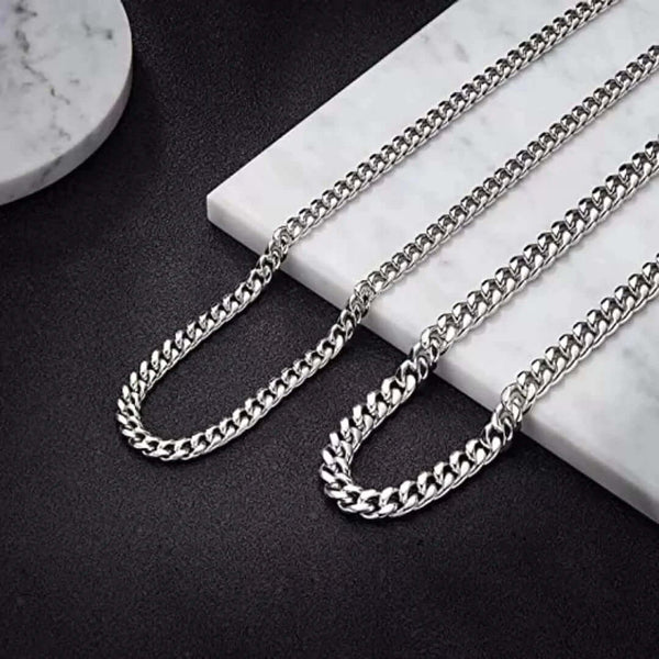 क्यूबन कर्ब लिंक चेन - 6 मिमी शुद्ध स्टेनलेस स्टील चेन - 21 इंच पुरुषों और लड़कों के लिए