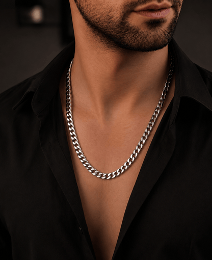 THE MEN THING Chain CUBAN CURB LINK CHAIN - 6mm Pure Stainless Steel Chain - 21inch for Men & Boys