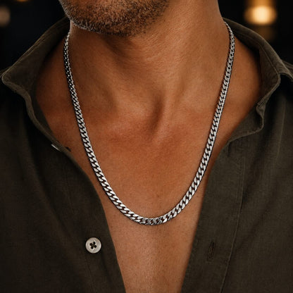 THE MEN THING Chain CUBAN FORCE - 7mm Stainless Steel Chain with Lobster Clasp for Men & Boys (23inch)