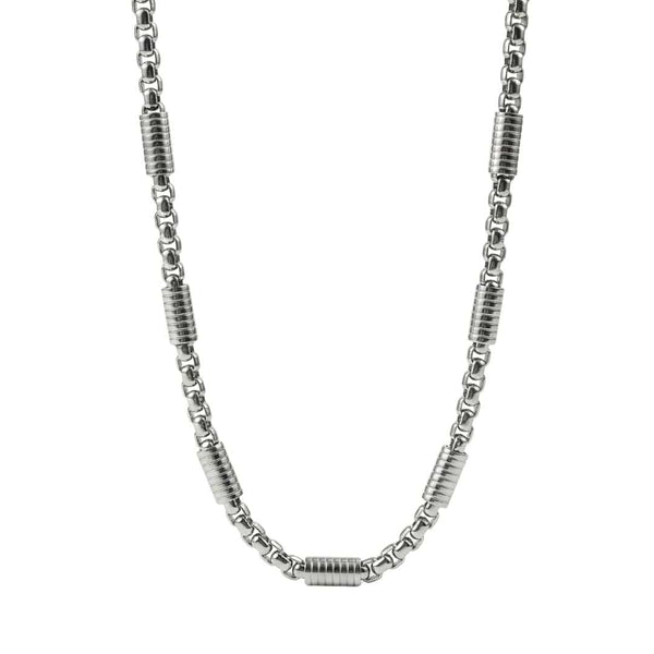 CYLINDER BEAD CURB - 5mm  Pure Titanium Steel 24inch Chain for Men & Boys