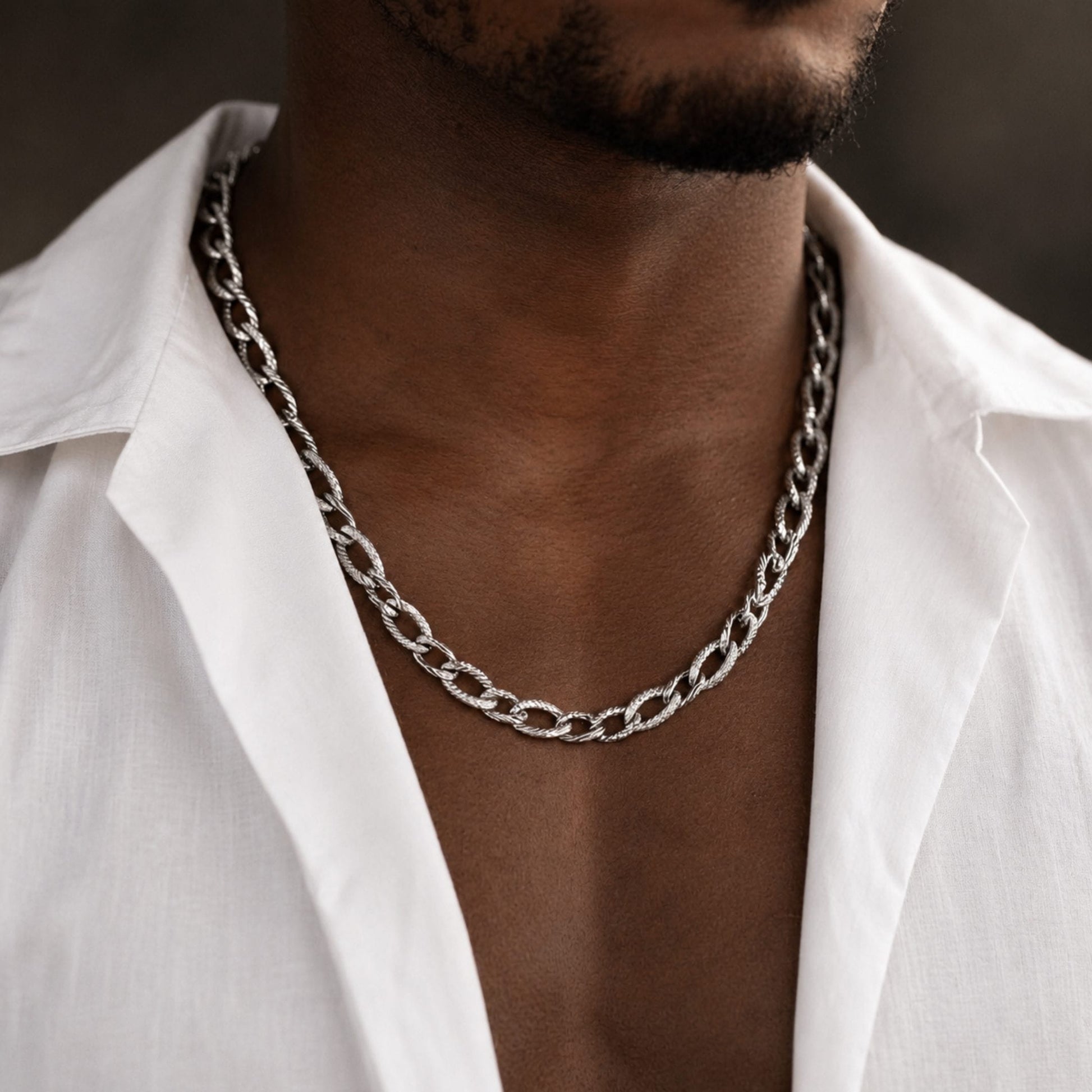 THE MEN THING Chain CZAR CURVE - 8mm Chain Pure Stainless Steel 23inch for Men & Boys