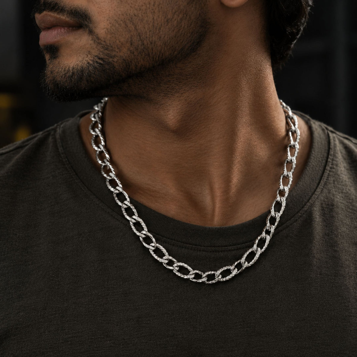THE MEN THING Chain CZAR CURVE - 8mm Chain Pure Stainless Steel 23inch for Men & Boys