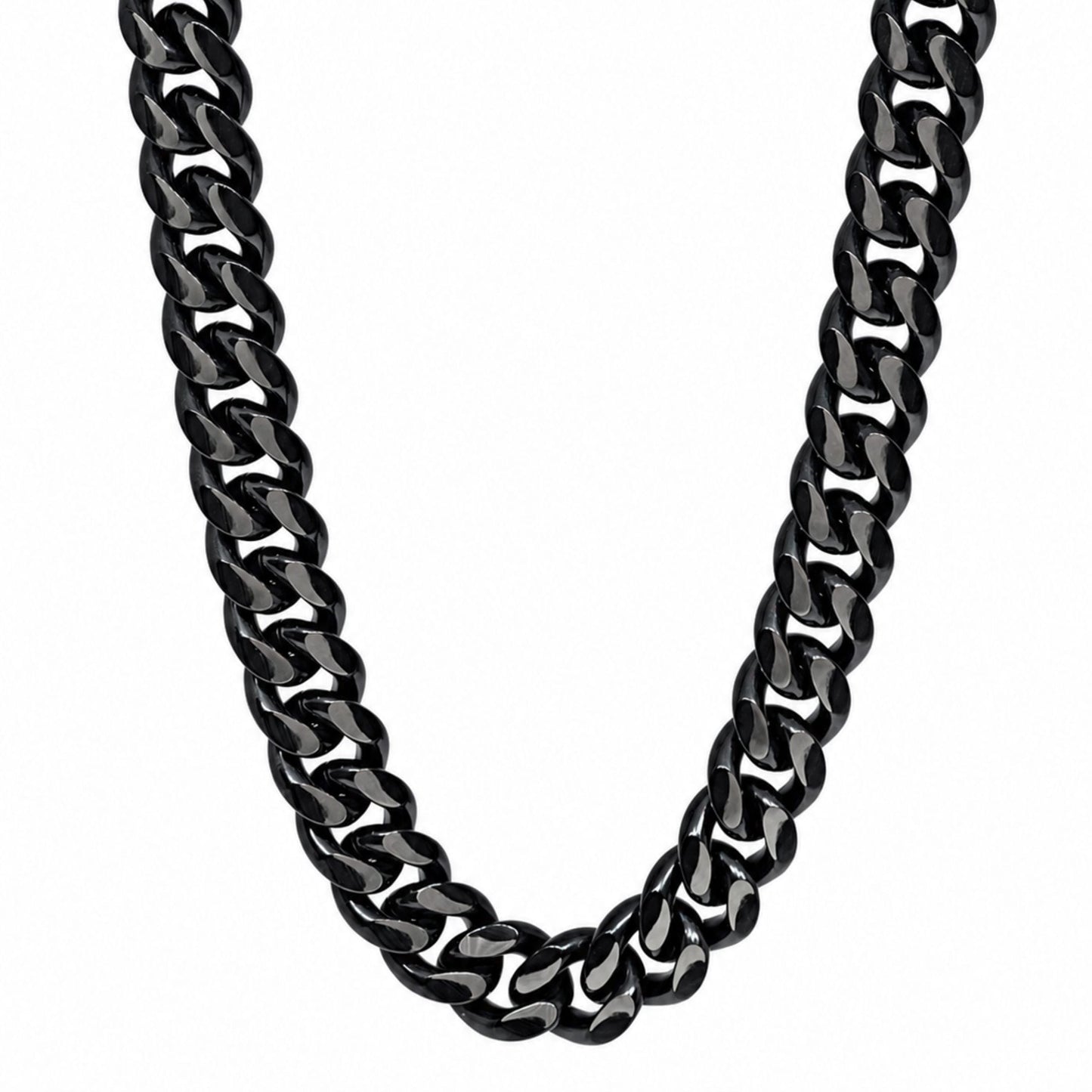 THE MEN THING Chain DARK CUBAN - 13mm Stainless Steel Chain with Push-Lock Box Clasp for Men & Boys (30inch)