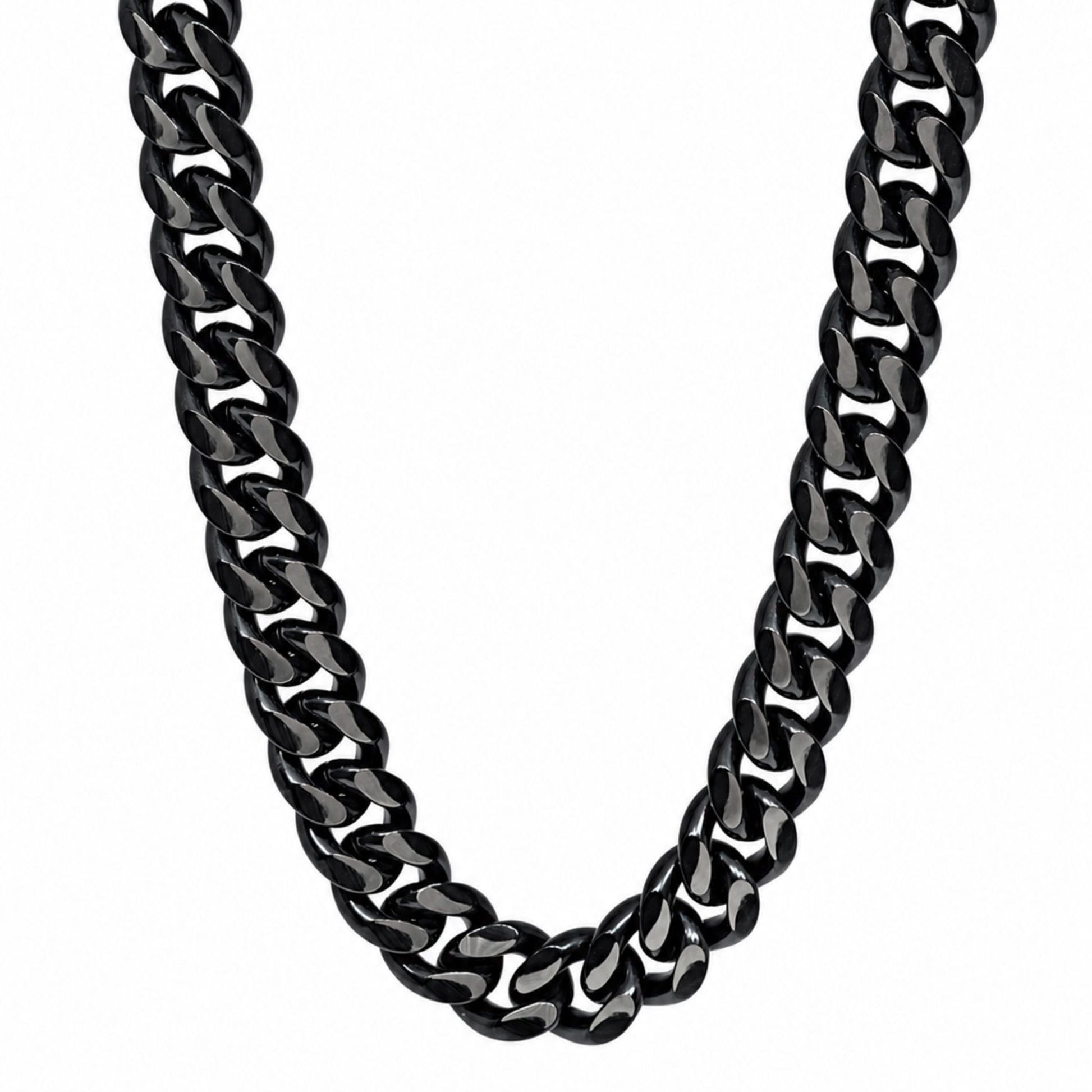 THE MEN THING Chain DARK CUBAN - 13mm Stainless Steel Chain with Push-Lock Box Clasp for Men & Boys (30inch)